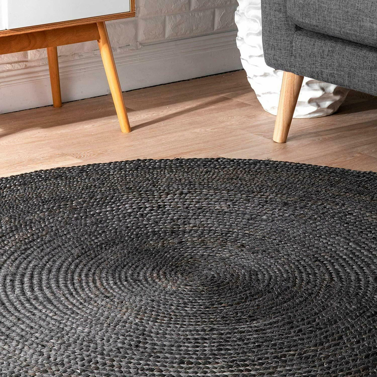 Ripaz Vogue - Handmade Natural Round Jute Rug Boho Braided Carpet