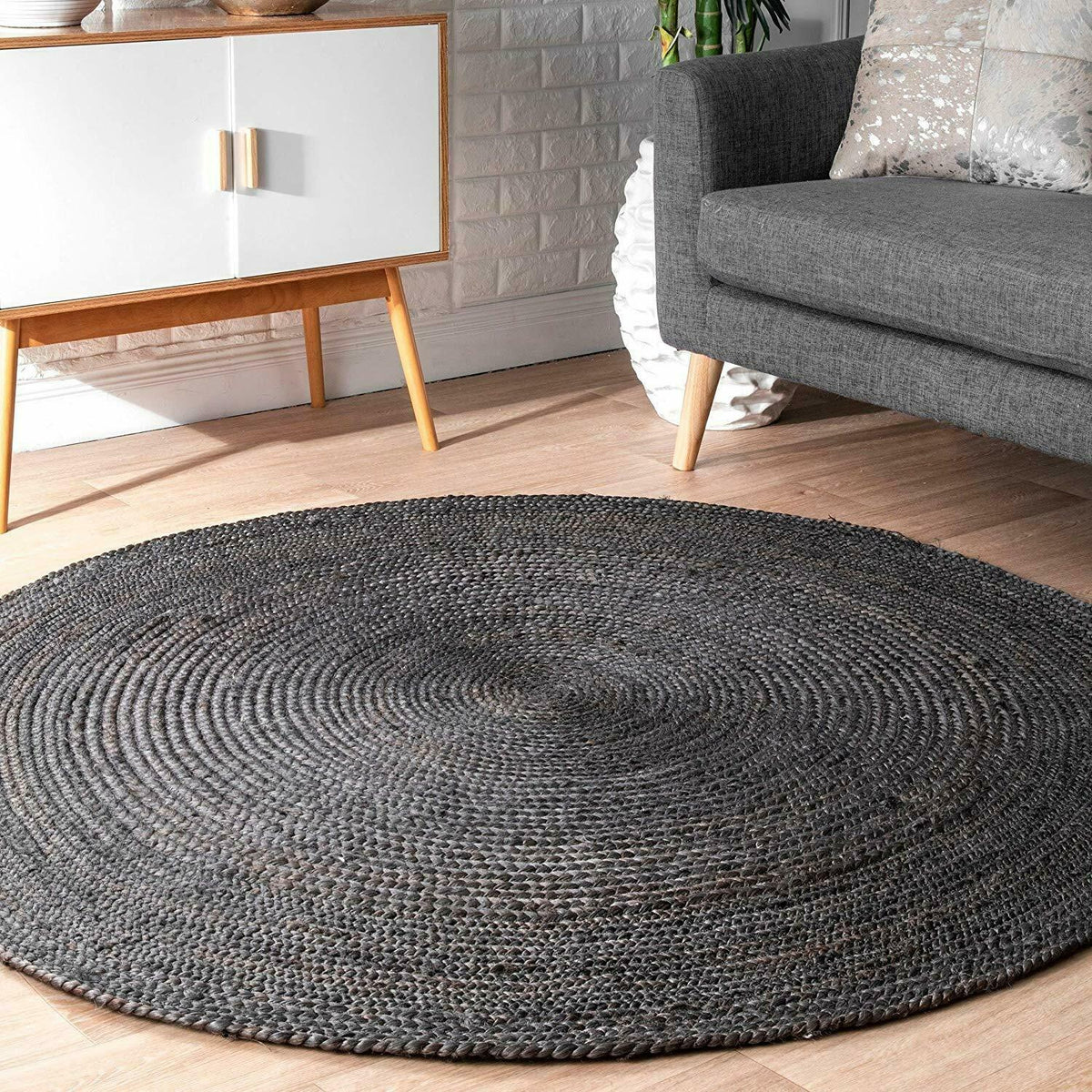 Ripaz Vogue - Handmade Natural Round Jute Rug Boho Braided Carpet
