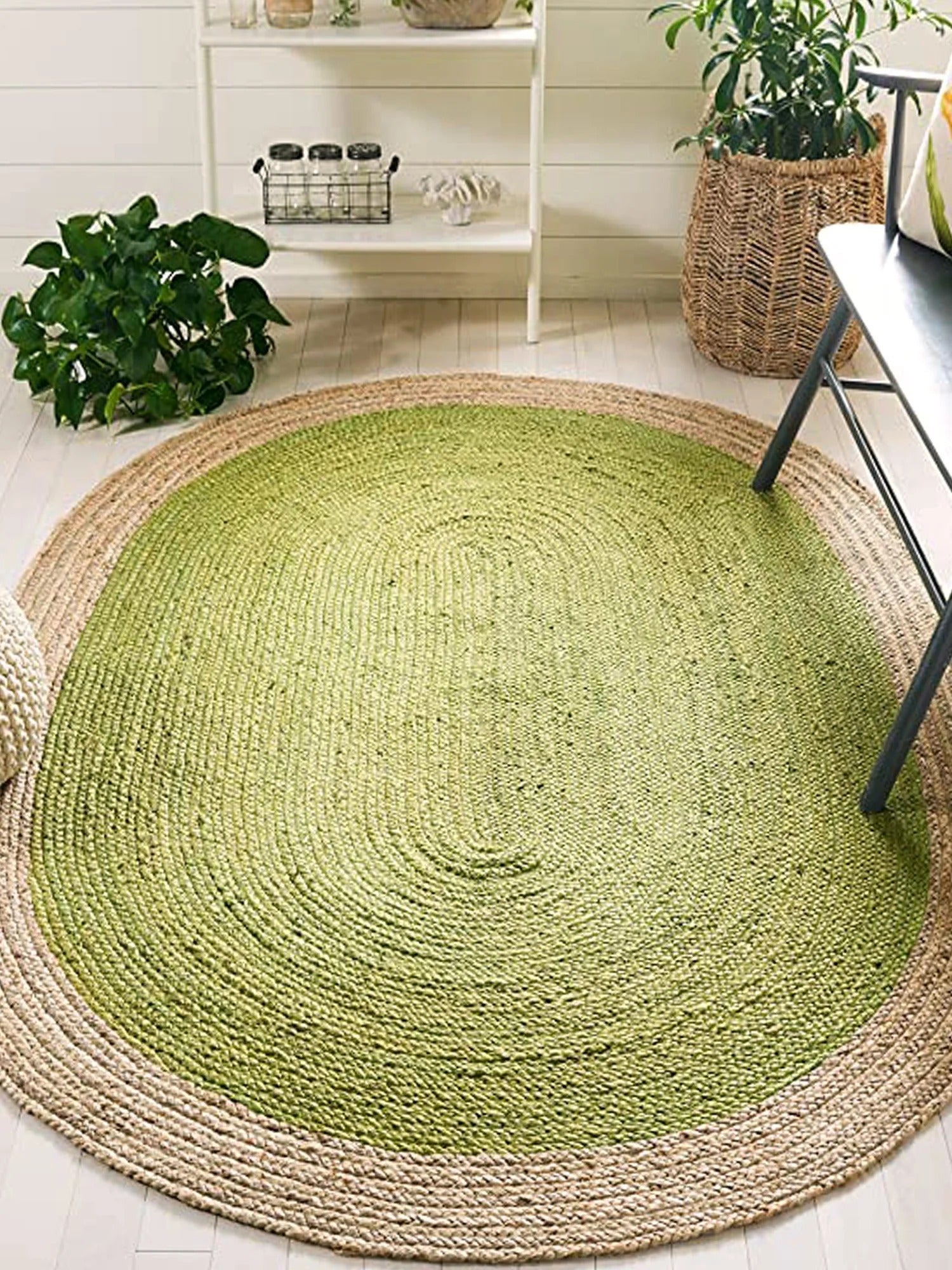 Oval Natural Jute Rug Natural Jute Rug Handmade Eco-Friendly Boho Floor Carpet