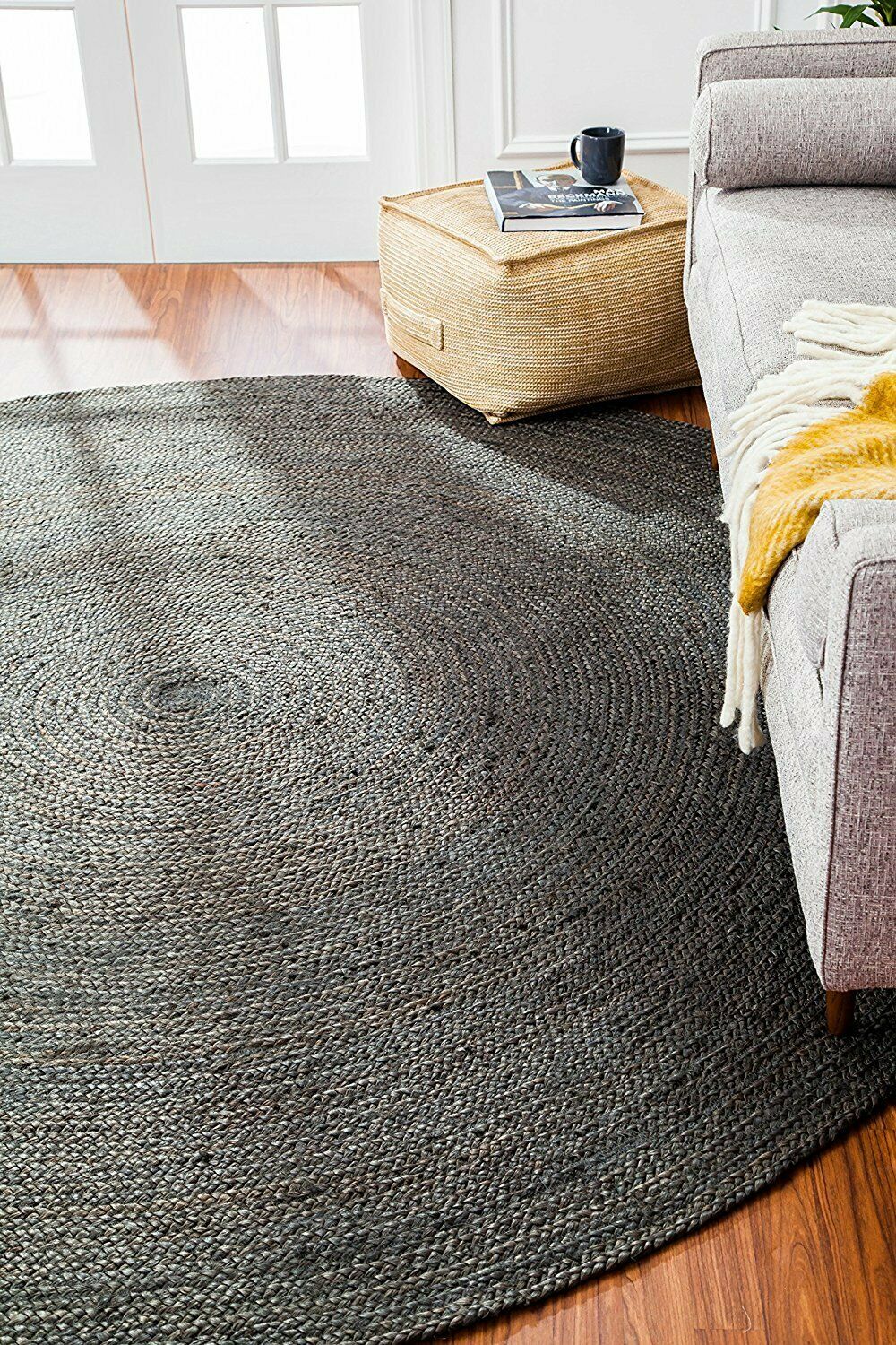 Ripaz Vogue - Handmade Natural Round Jute Rug Boho Braided Carpet