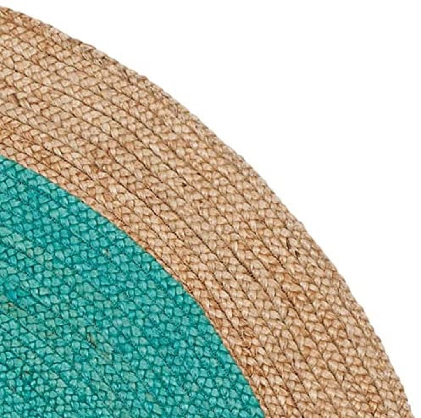 Ripaz Vogue - Runder Teppich aus Jute, handgeflochten, rustikaler Look, gelb mit natürlichem Rand 