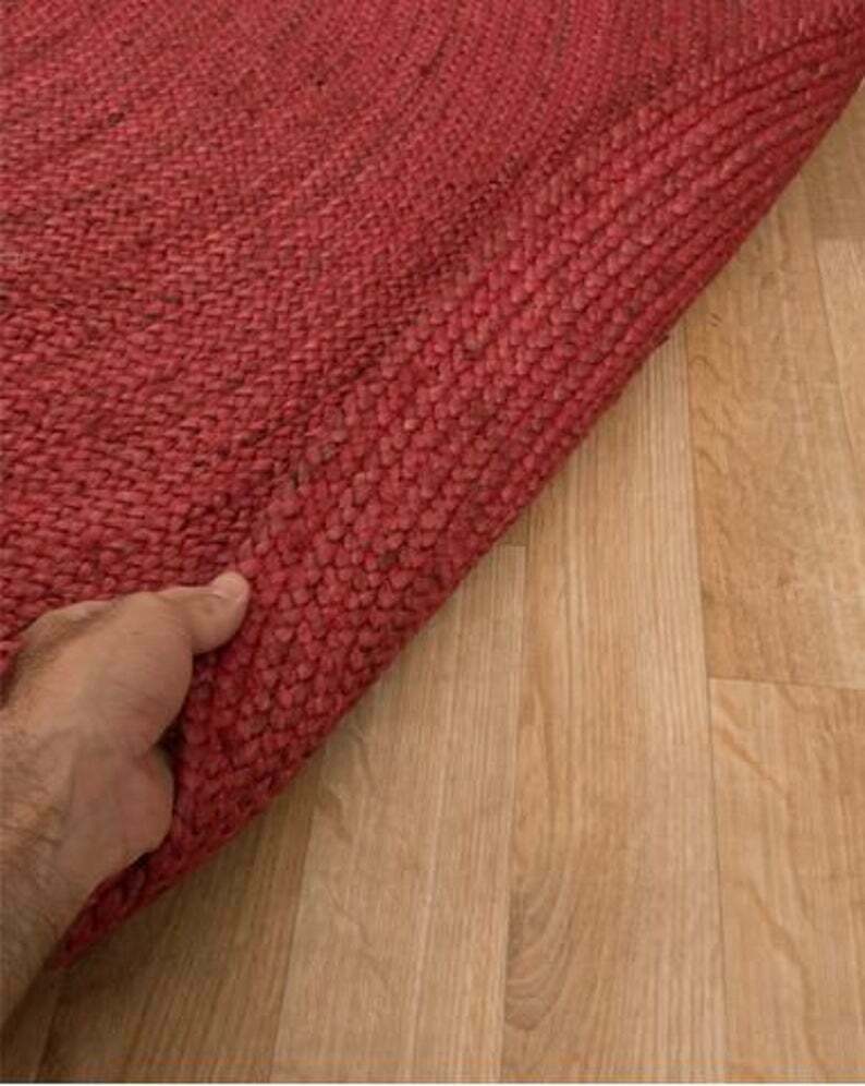 Ripaz Vogue - Runder Teppich aus Jute, Schwarz mit beigem Rand, handgefertigt 