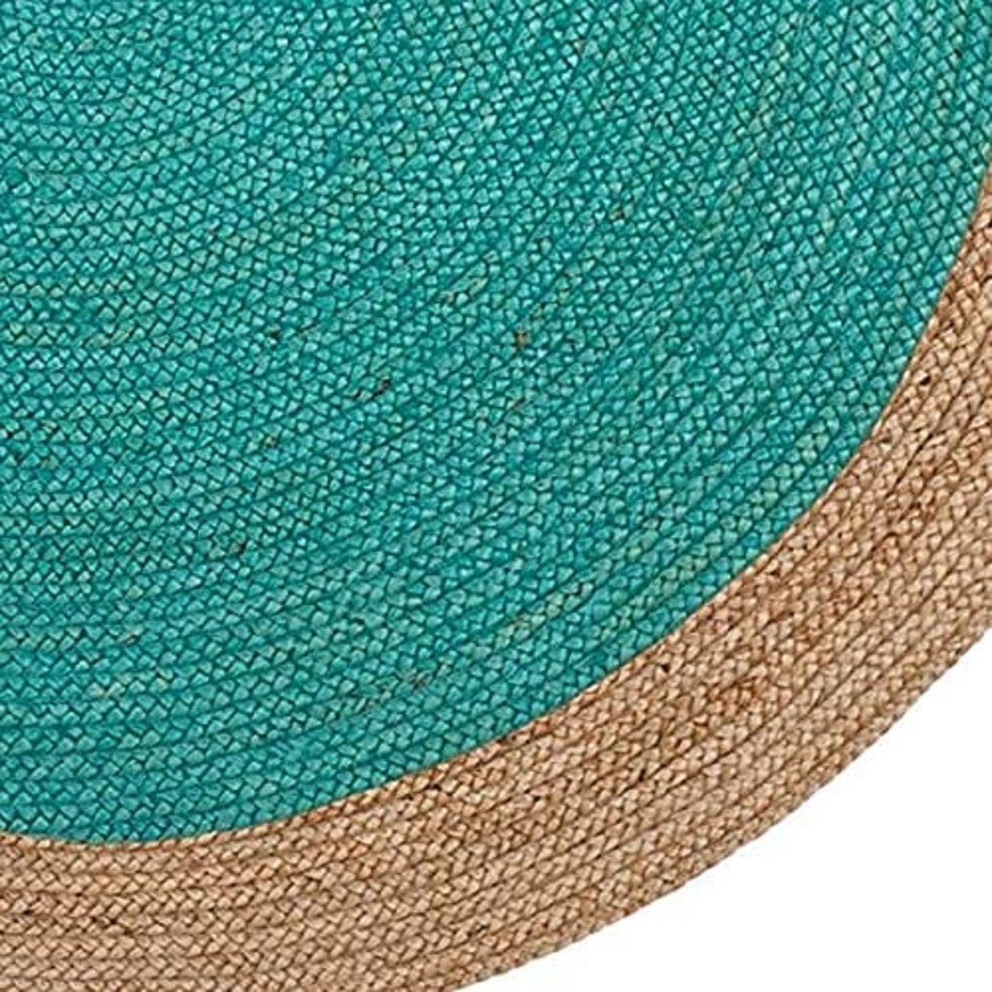 Ripaz Vogue - Runder Teppich aus Jute, handgeflochten, rustikaler Look, gelb mit natürlichem Rand 