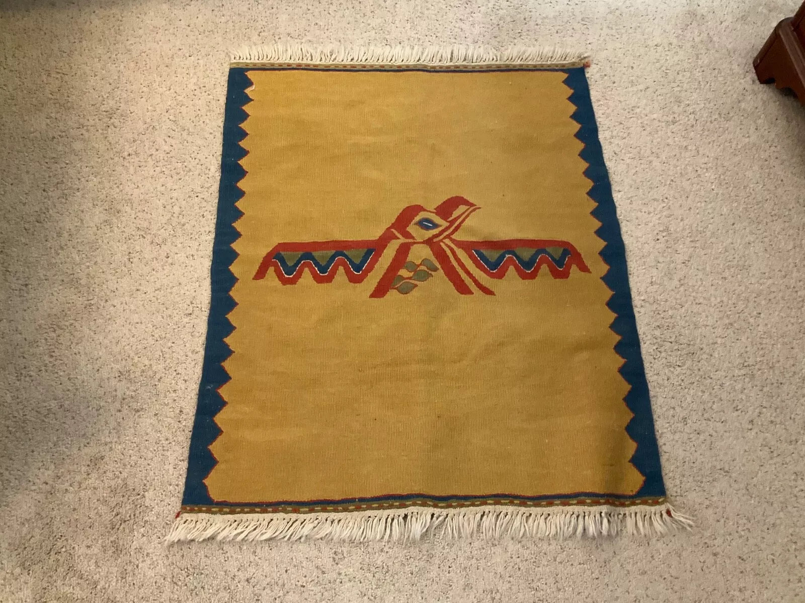 Wool Jute Rug Kilim Traditional Rustic Look Dhurrie Living Room Bedroom Carpet (KLM-61)