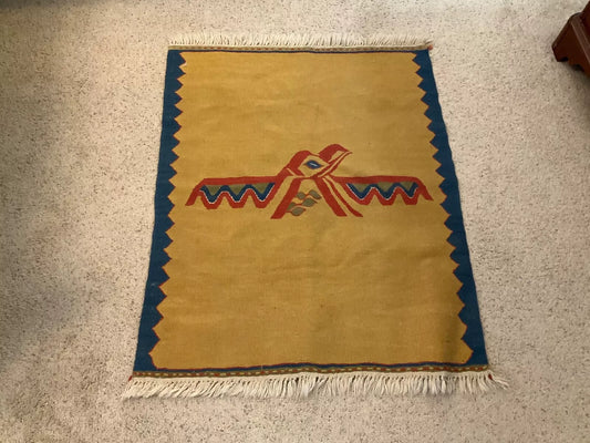 Wool Jute Rug Kilim Traditional Rustic Look Dhurrie Living Room Bedroom Carpet (KLM-61)