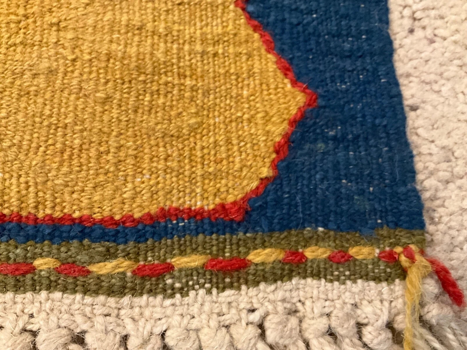 Wool Jute Rug Kilim Traditional Rustic Look Dhurrie Living Room Bedroom Carpet (KLM-61)