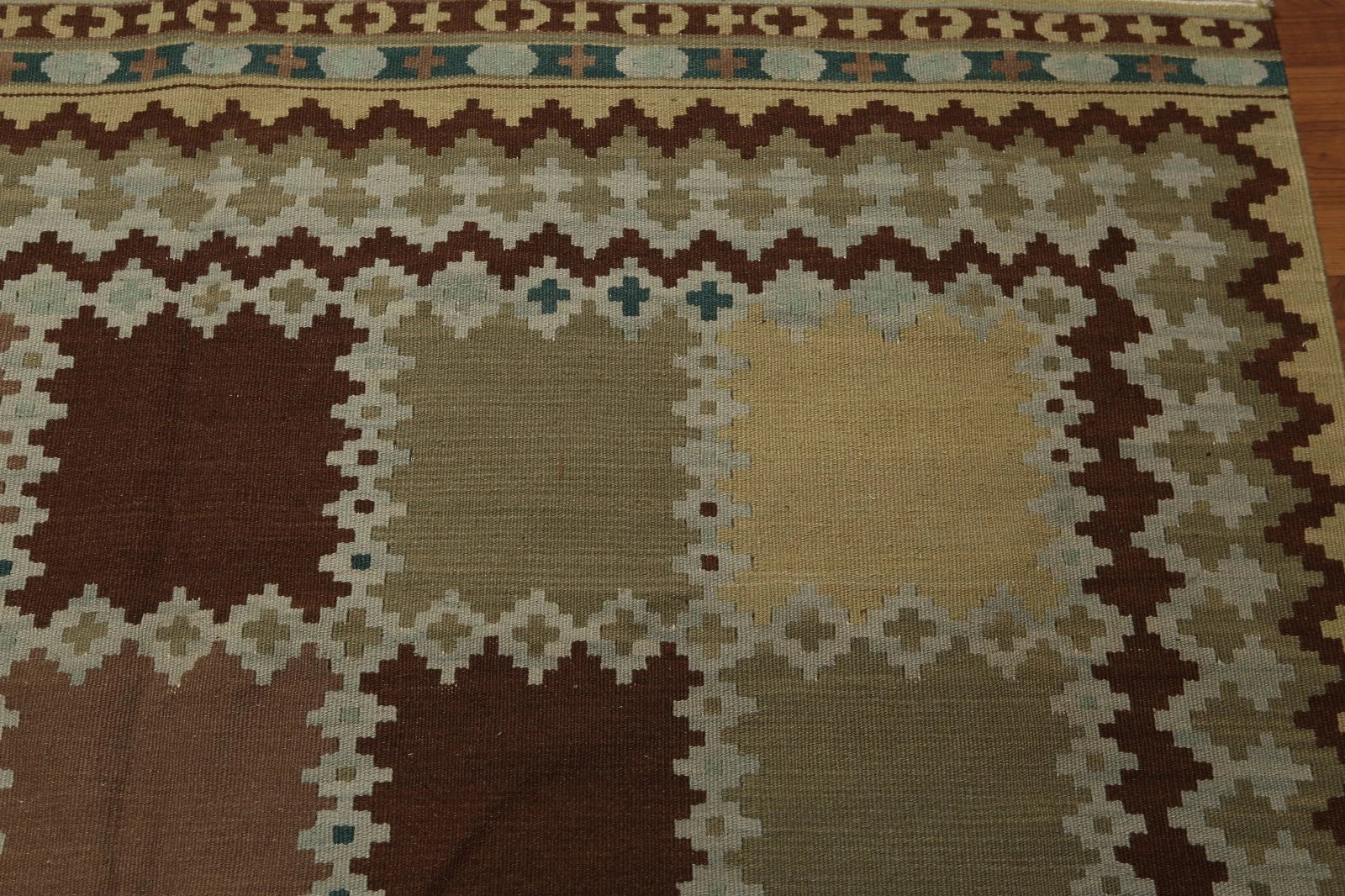 Wool Jute Rug Kilim Traditional Rustic Look Dhurrie Living Room Bedroom Carpet (KLM-67)