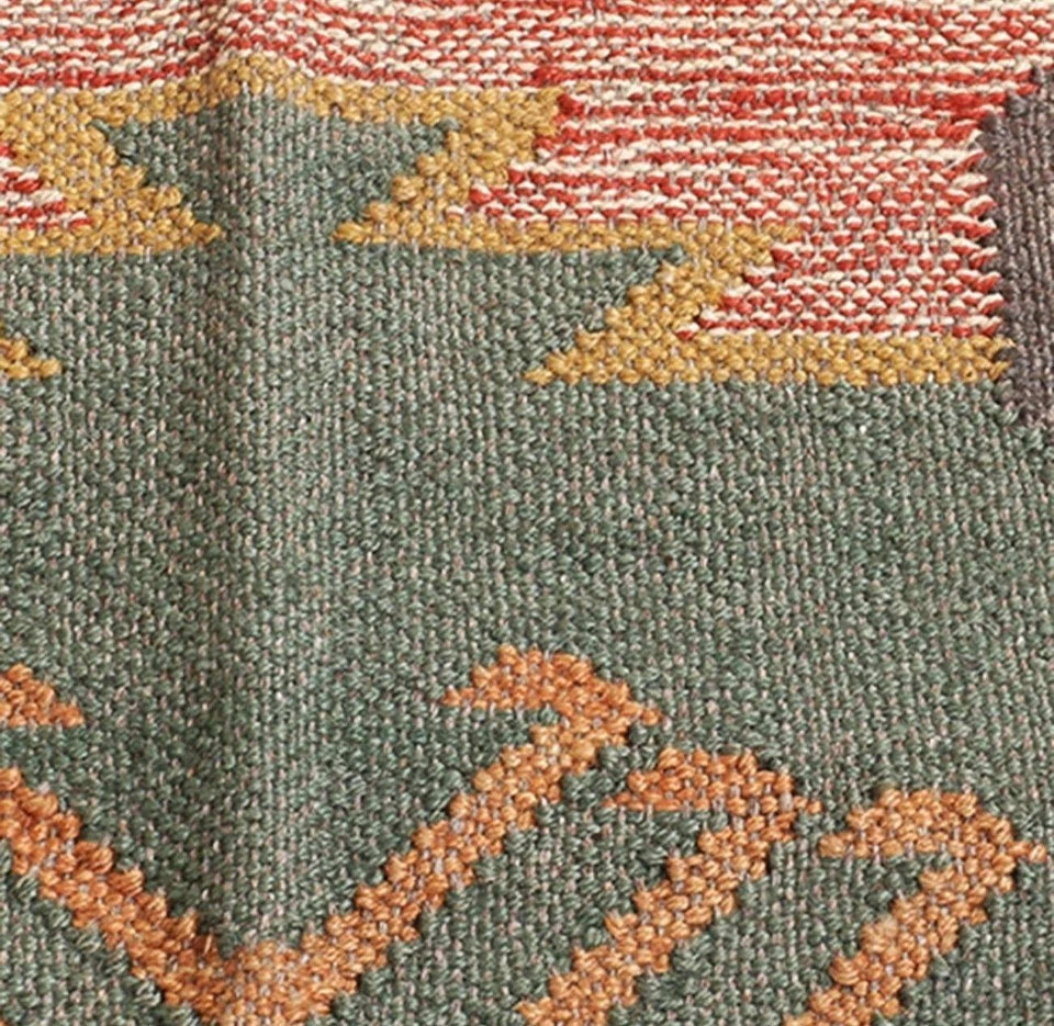Wool Jute Rug Kilim Traditional Rustic Look Dhurrie Living Room Bedroom Carpet (KLM-77)