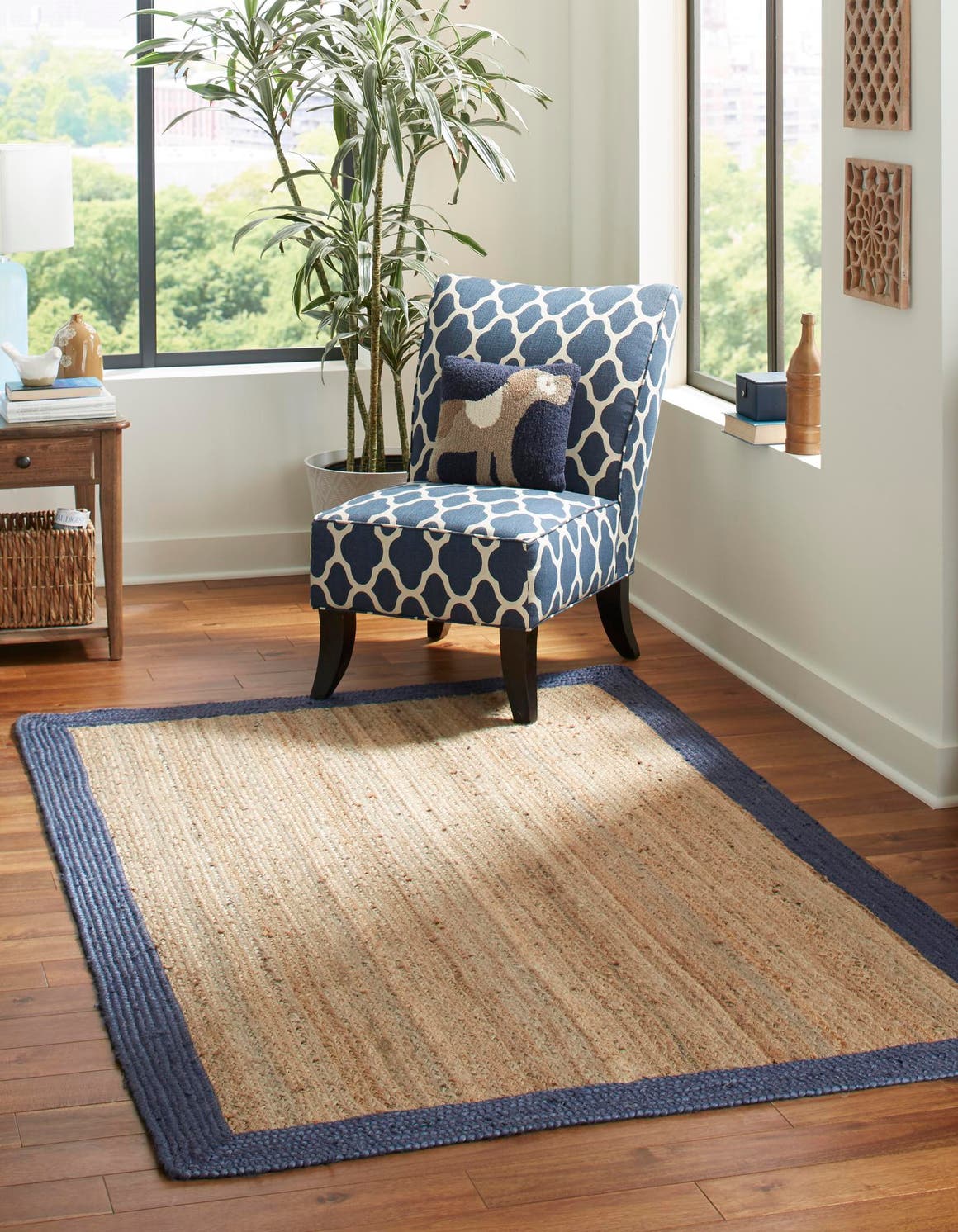 Eco Friendly Jute Rug Handcrafted Bohemian Area Carpet