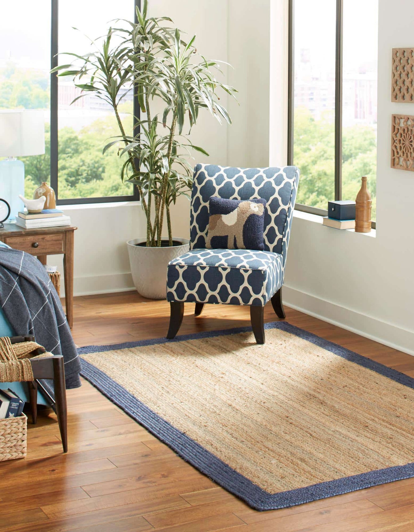 Jute-Teppich, rechteckig, handgeflochten, Bauernhaus-Jute-Teppich für Wohnzimmer, Flur, Schlafzimmer 