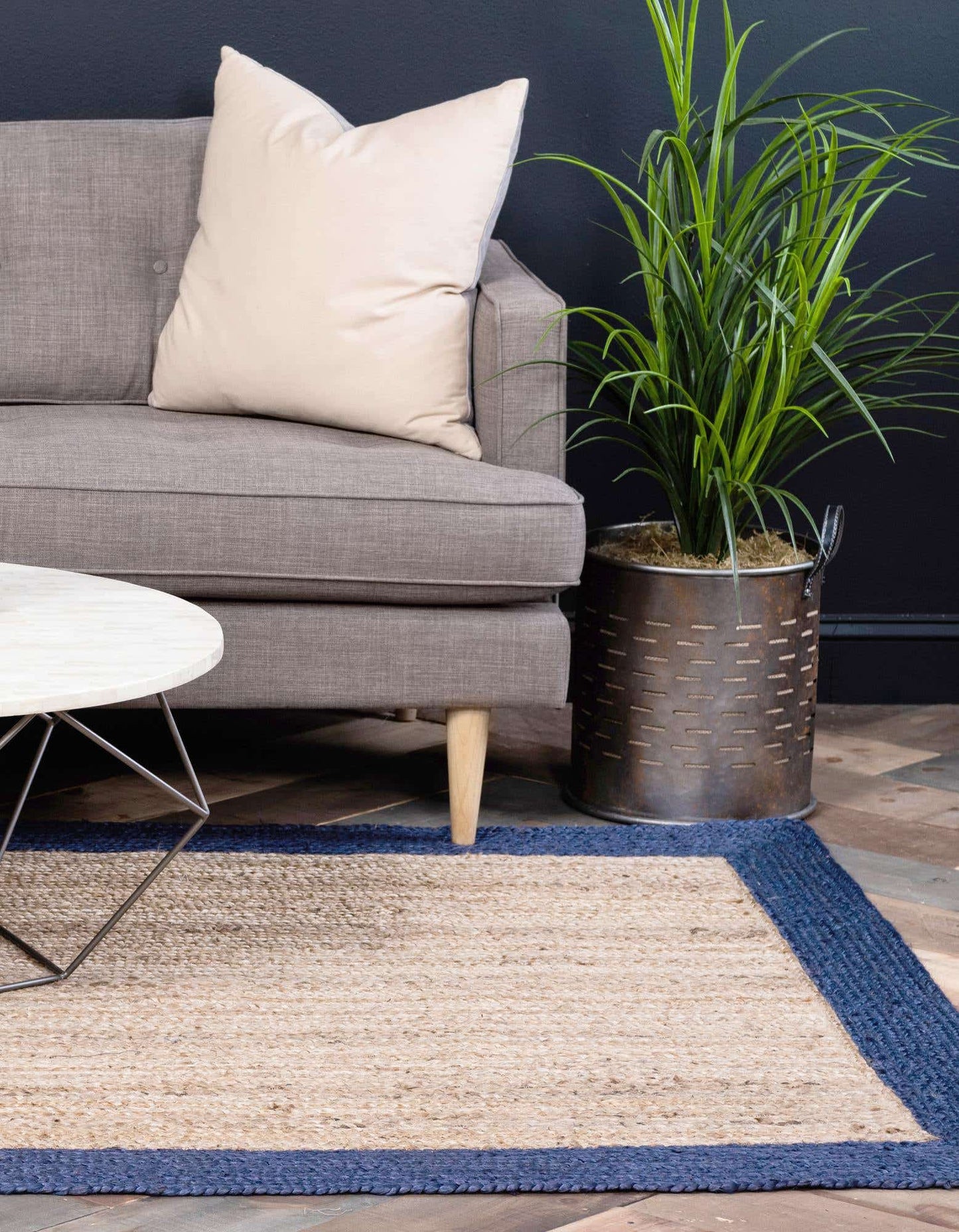 Jute-Teppich, rechteckig, handgeflochten, Bauernhaus-Jute-Teppich für Wohnzimmer, Flur, Schlafzimmer 