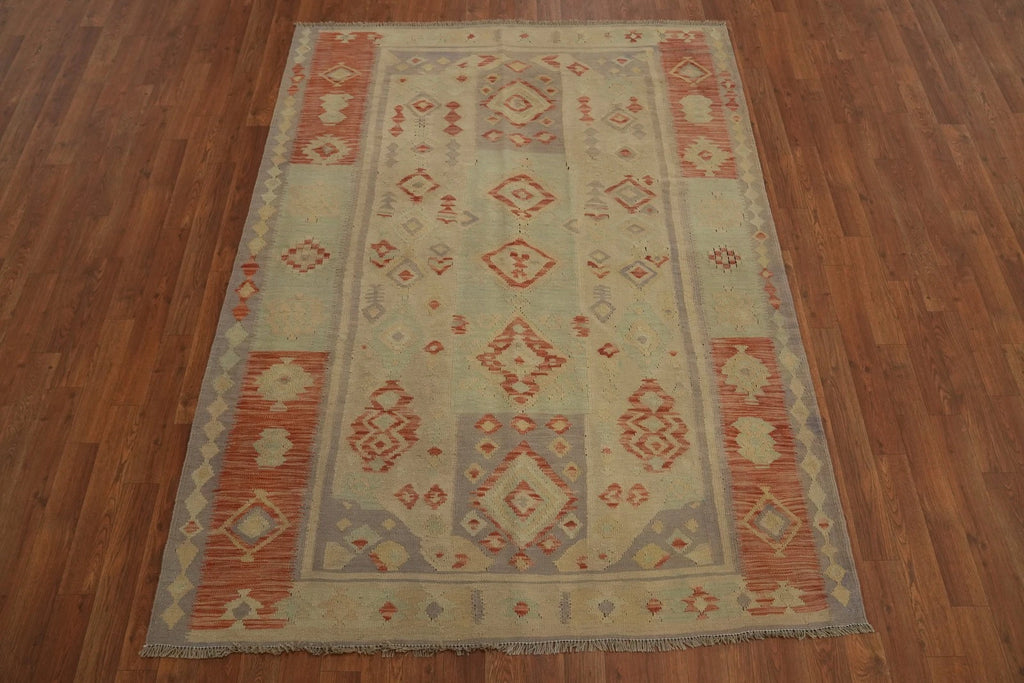 Wool Jute Rug Kilim Traditional Rustic Look Dhurrie Living Room Bedroom Carpet (KLM-75)