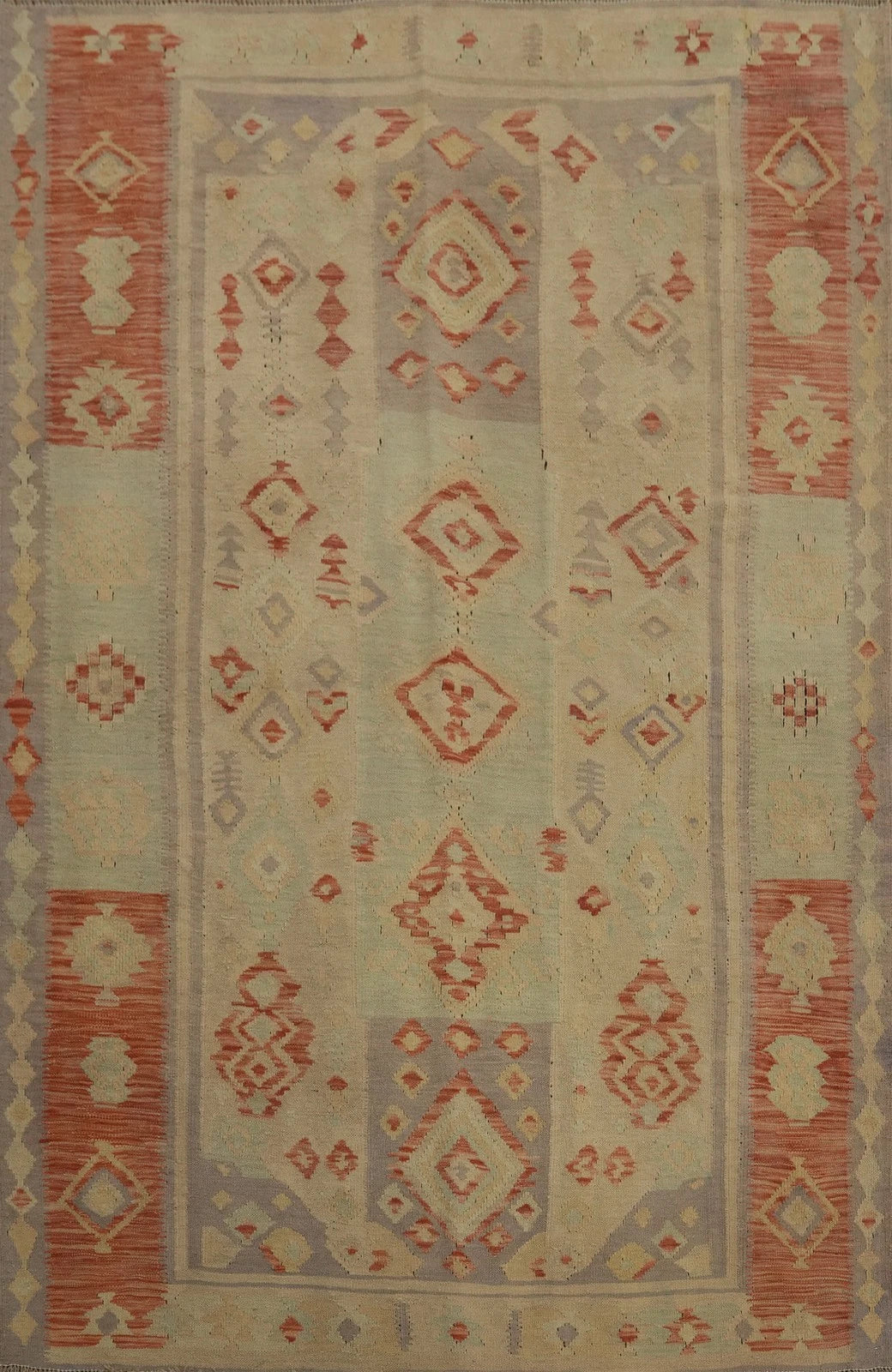 Wool Jute Rug Kilim Traditional Rustic Look Dhurrie Living Room Bedroom Carpet (KLM-75)