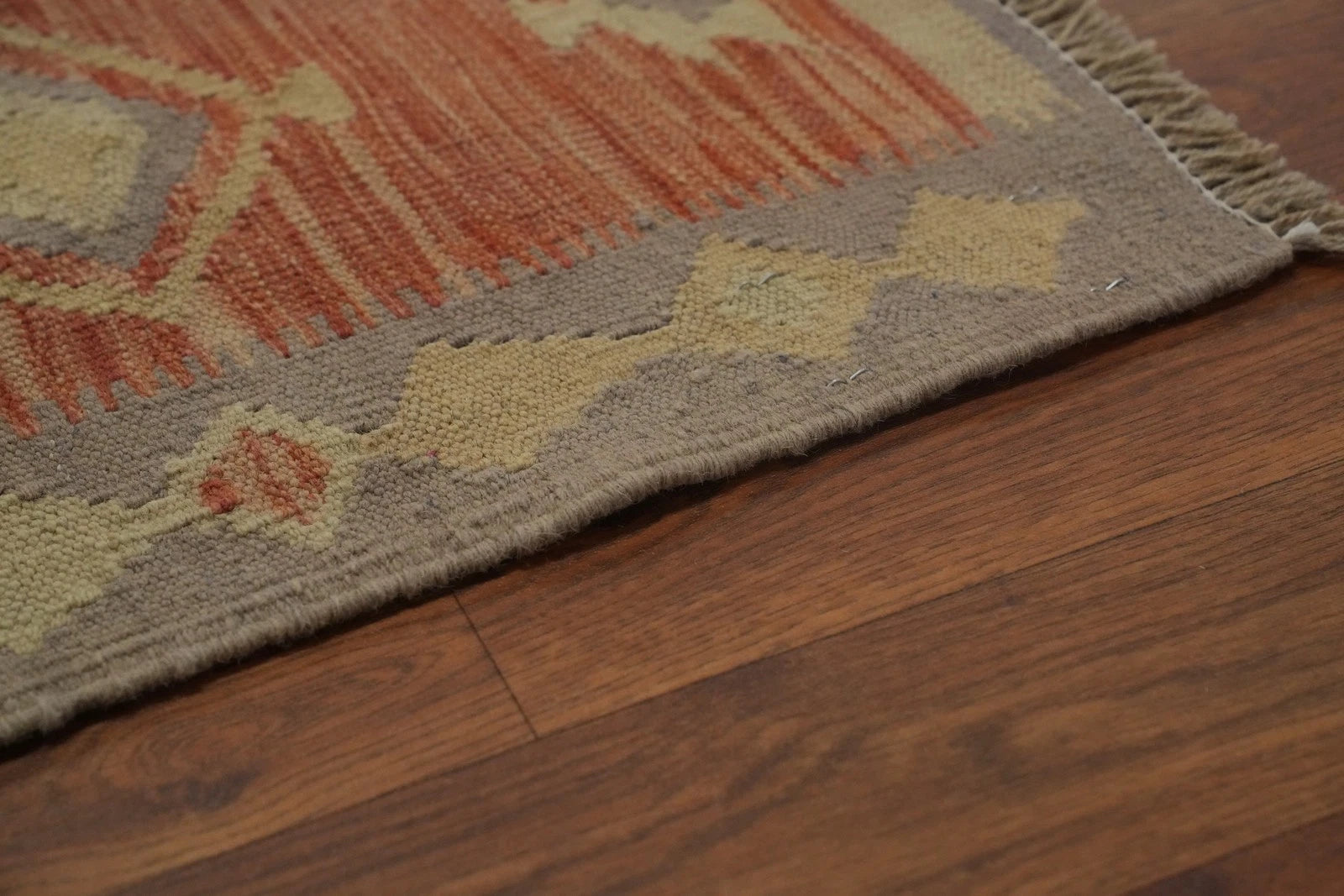 Wool Jute Rug Kilim Traditional Rustic Look Dhurrie Living Room Bedroom Carpet (KLM-75)