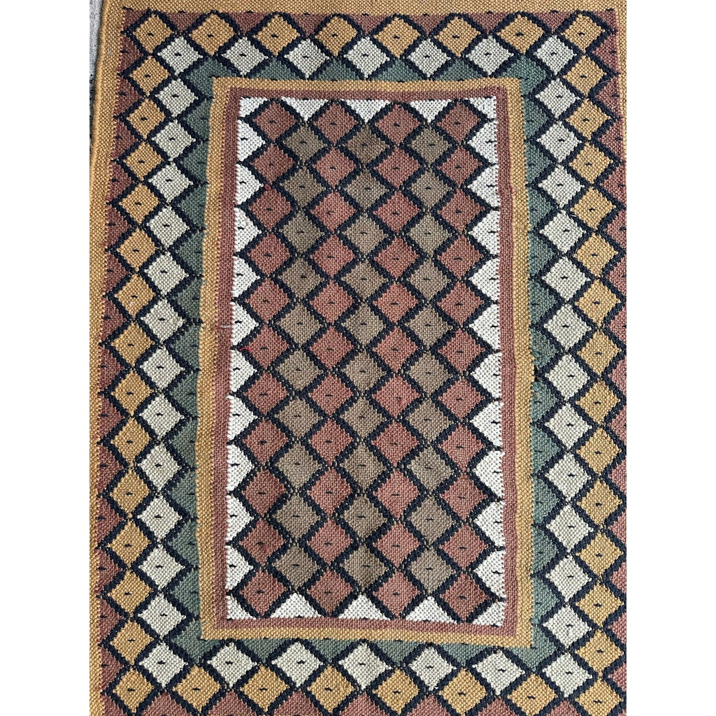 Wool Jute Rug Kilim Traditional Rustic Look Dhurrie Living Room Bedroom Carpet (KLM-73)