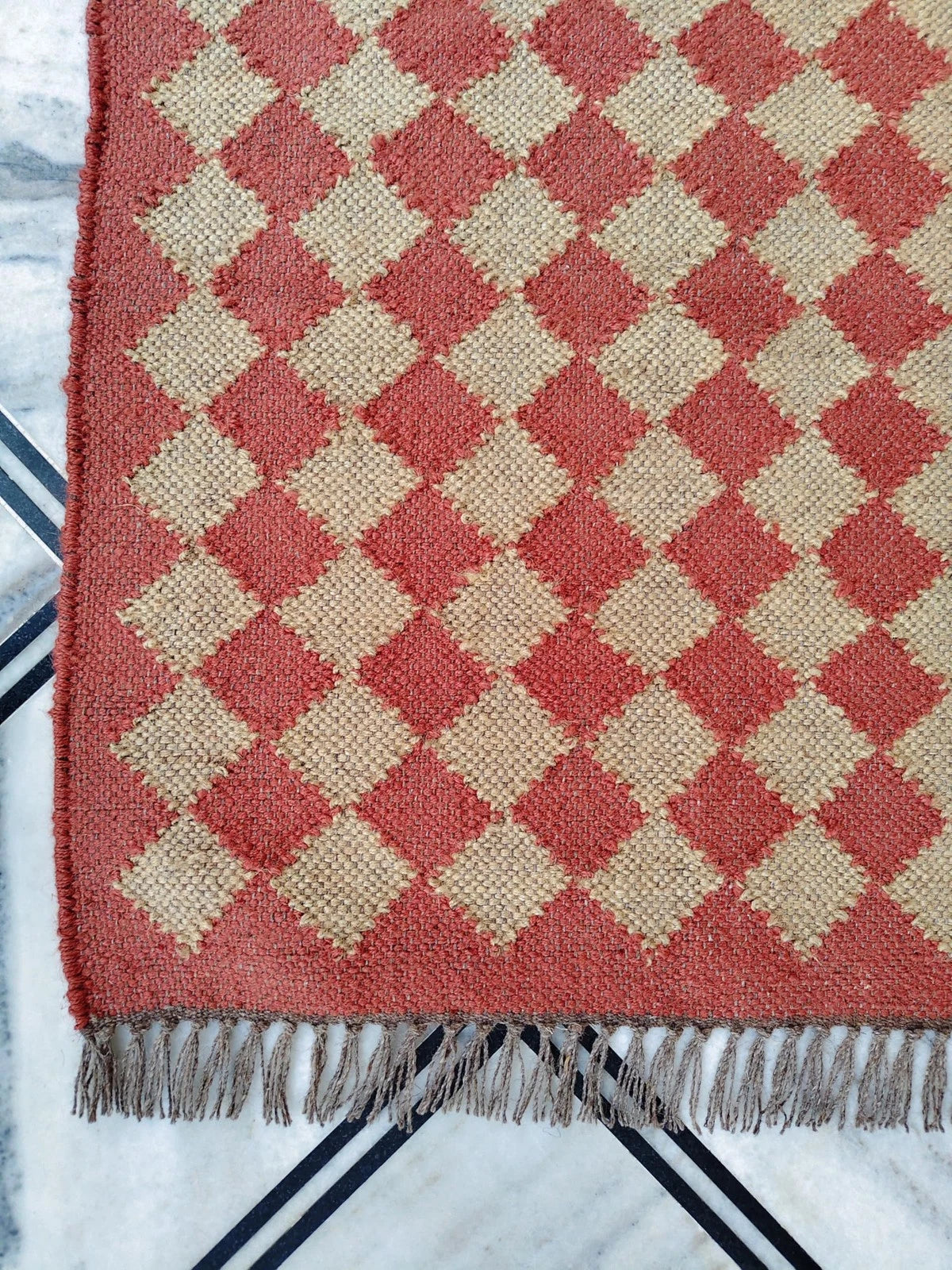 Ripaz Vogue Jute-Teppich, rechteckig, handgeflochten, modernes Design, für Wohnzimmer, Blau und Beige 