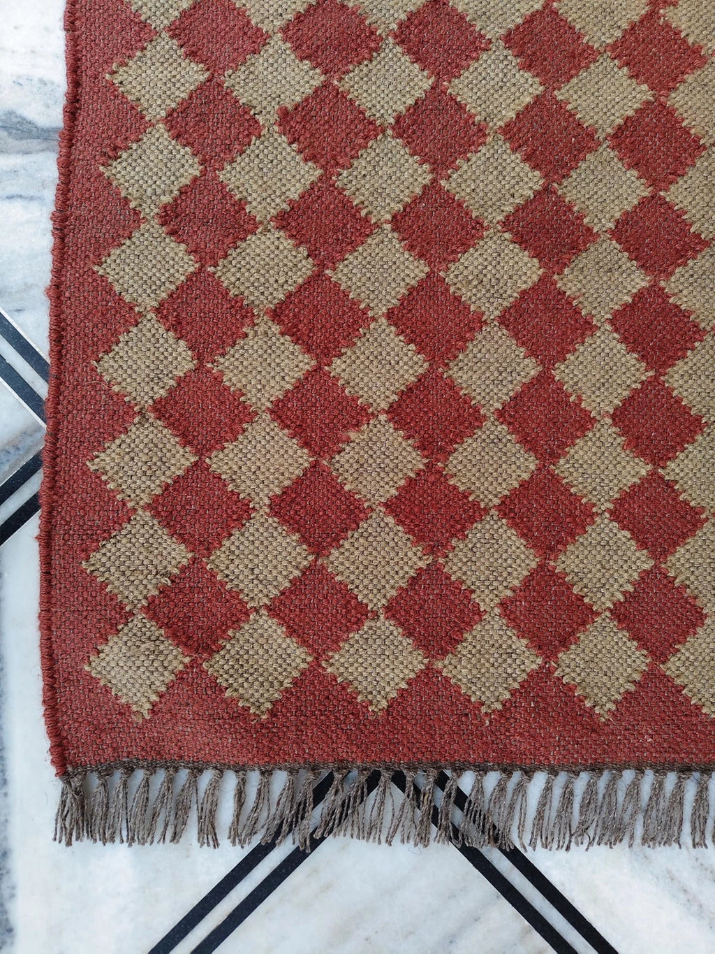 Wool Jute Rug Kilim Traditional Rustic Look Dhurrie Living Room Bedroom Carpet (KLM-71)