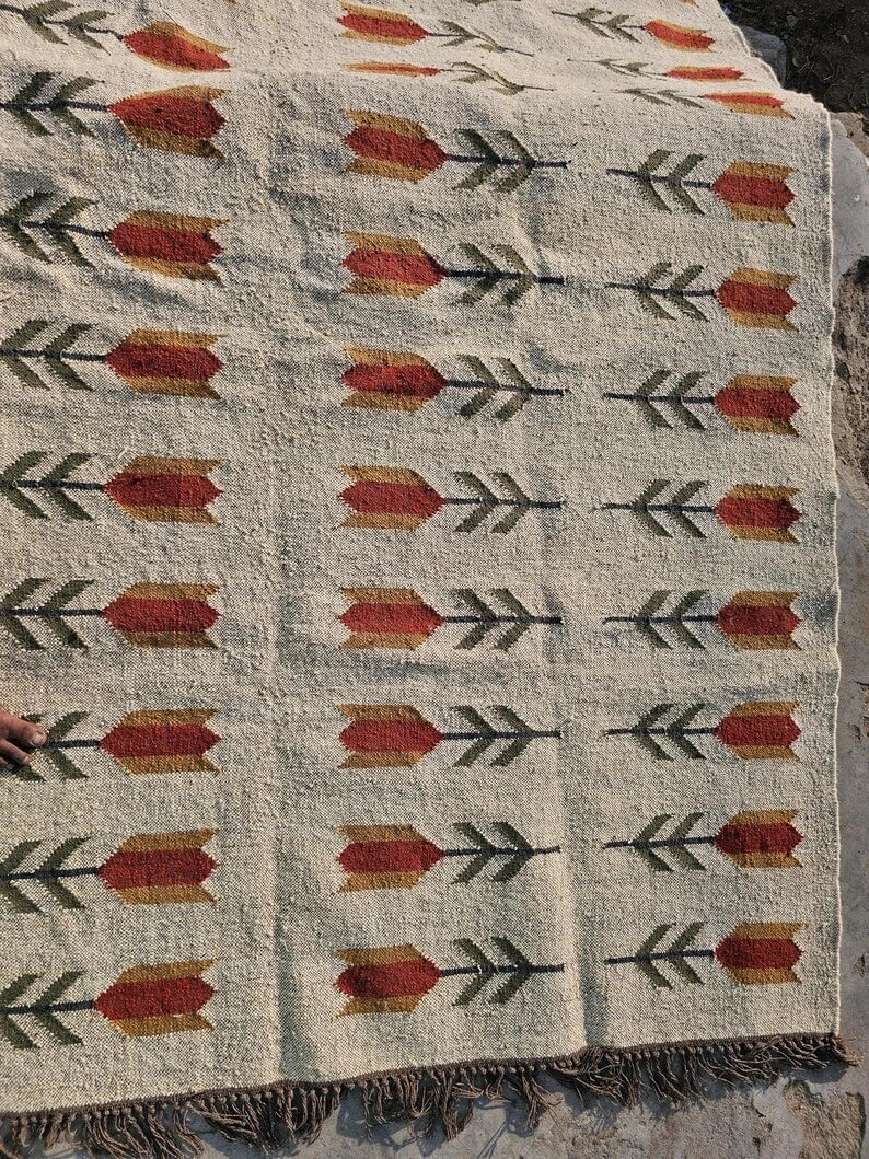 Ripaz Vogue Jute-Teppich, rechteckig, handgeflochten, modernes Design, für Wohnzimmer, Blau und Beige 