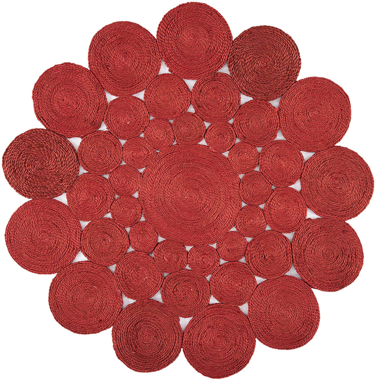 Round Jute Rug Red Jute Rug Round Circle Design Braided Jute Area Rug, Red – Ripaz Vogue Store