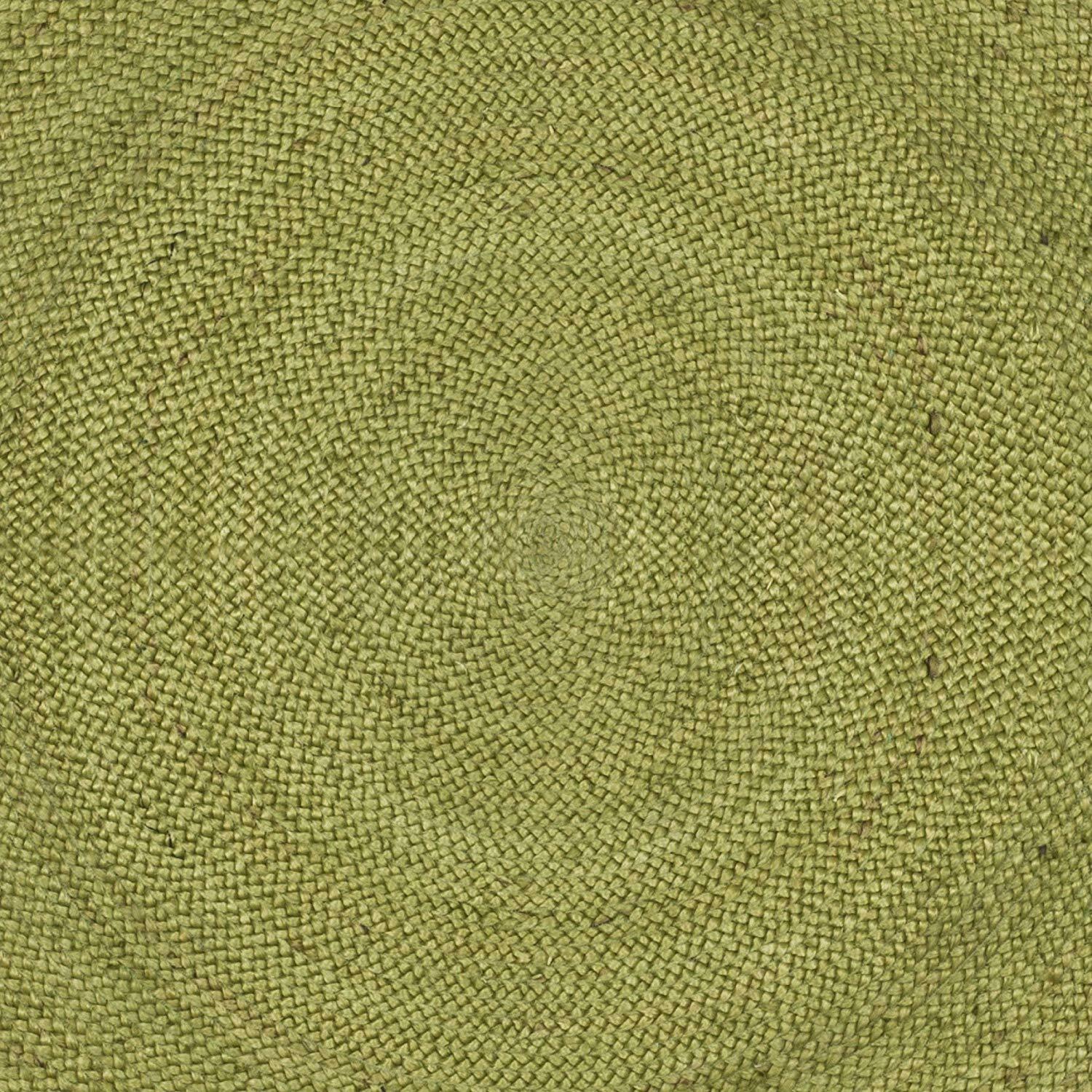 Ripaz Vogue - Tapis rond en jute tressé à la main - Paillasson de ferme en jute vert avec bordure beige 