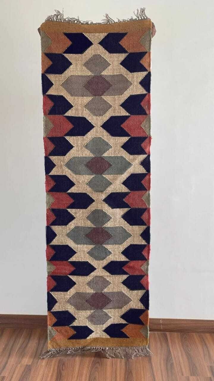 Ripaz Vogue Jute-Teppich, rechteckig, handgeflochten, modernes Design, für Wohnzimmer, Blau und Beige 
