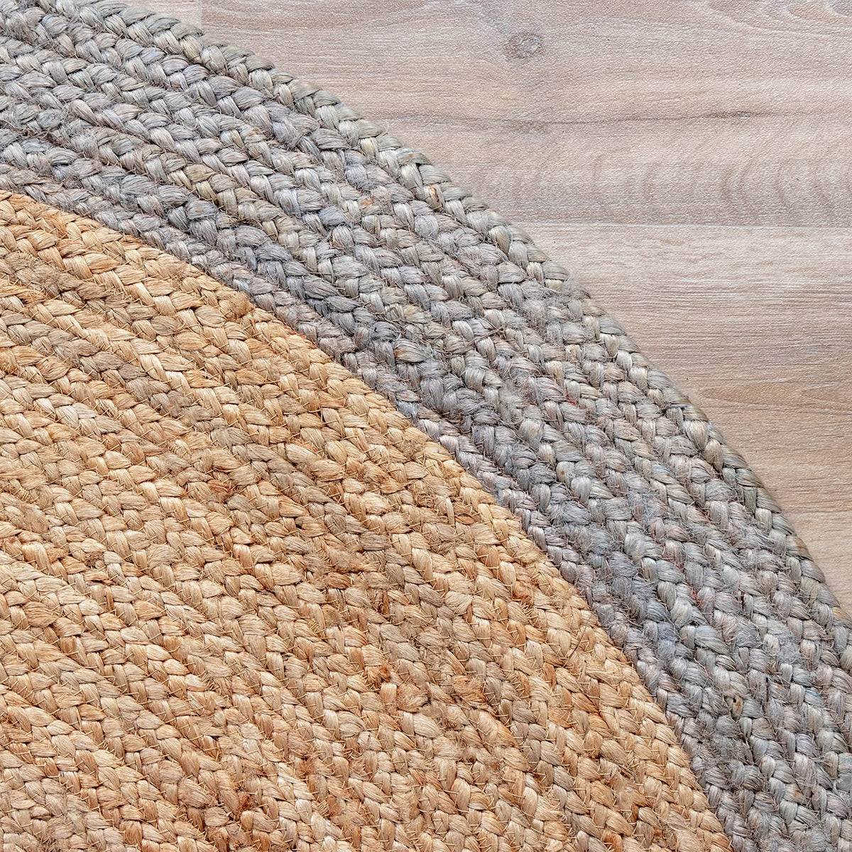 Ripaz Vogue - Runder Teppich aus Jute, Schwarz mit beigem Rand, handgefertigt 