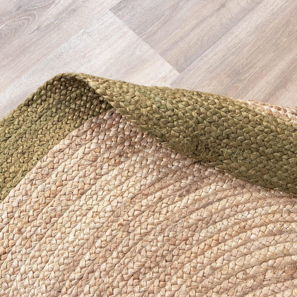 Ripaz Vogue - Runder Teppich aus Jute, Schwarz mit beigem Rand, handgefertigt 