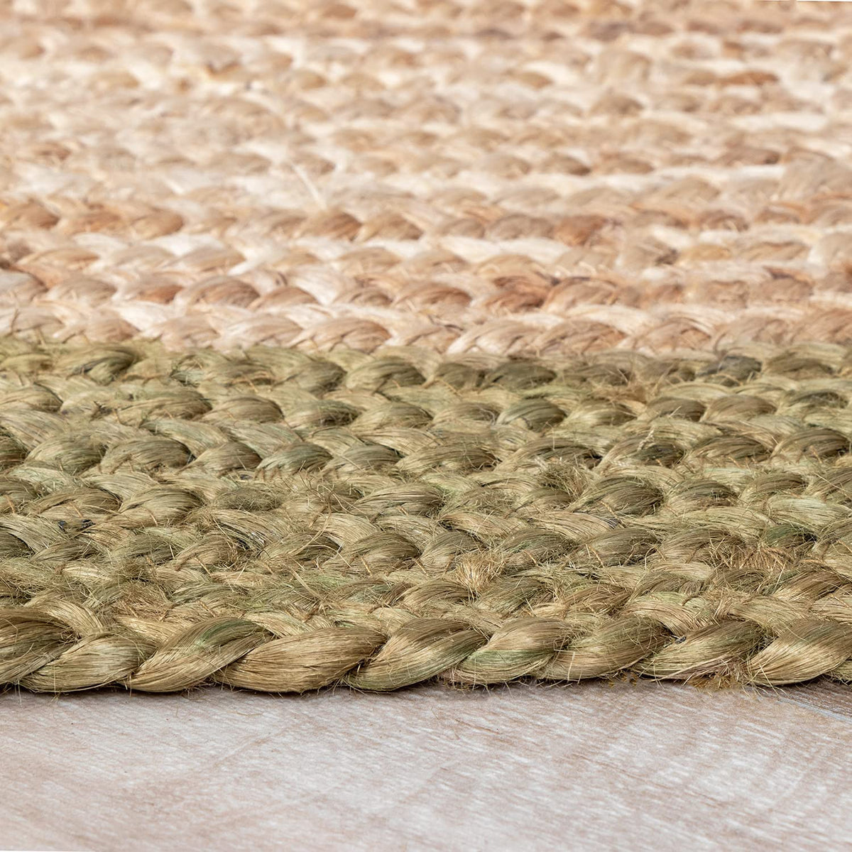 Ripaz Vogue - Runder Teppich aus Jute, Schwarz mit beigem Rand, handgefertigt 