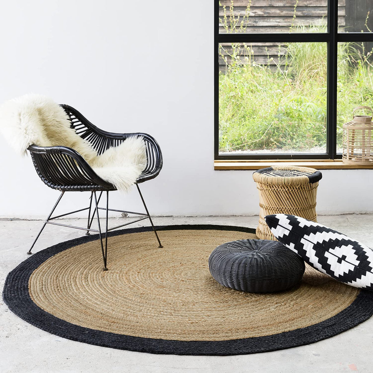 Ripaz Vogue - Handmade Round Jute Rug Natural Braided Area Carpet