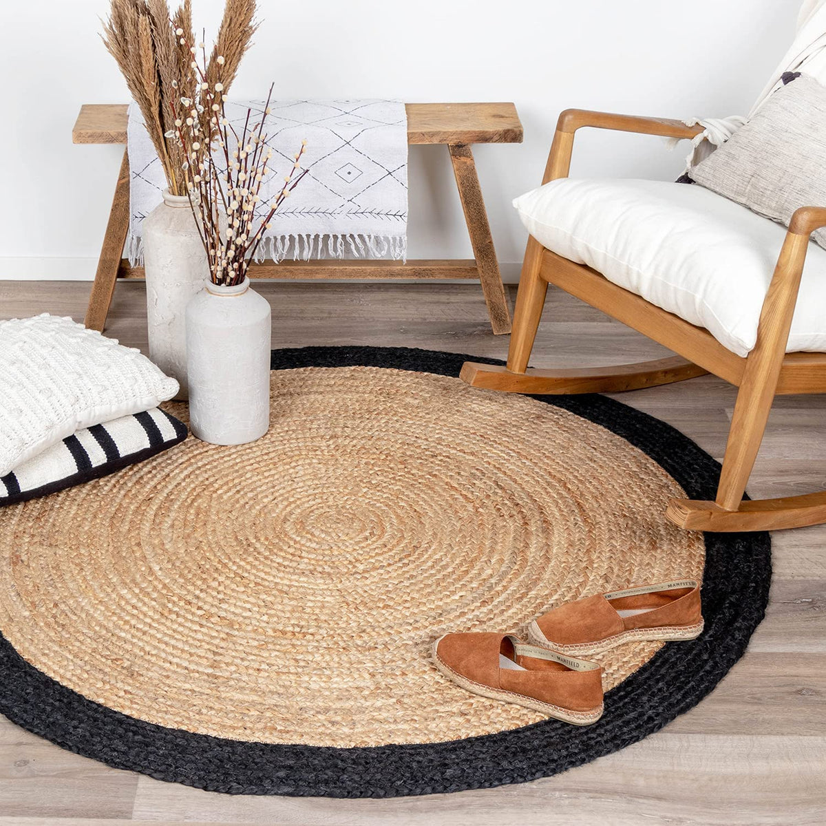 Ripaz Vogue - Handmade Round Jute Rug Natural Braided Area Carpet