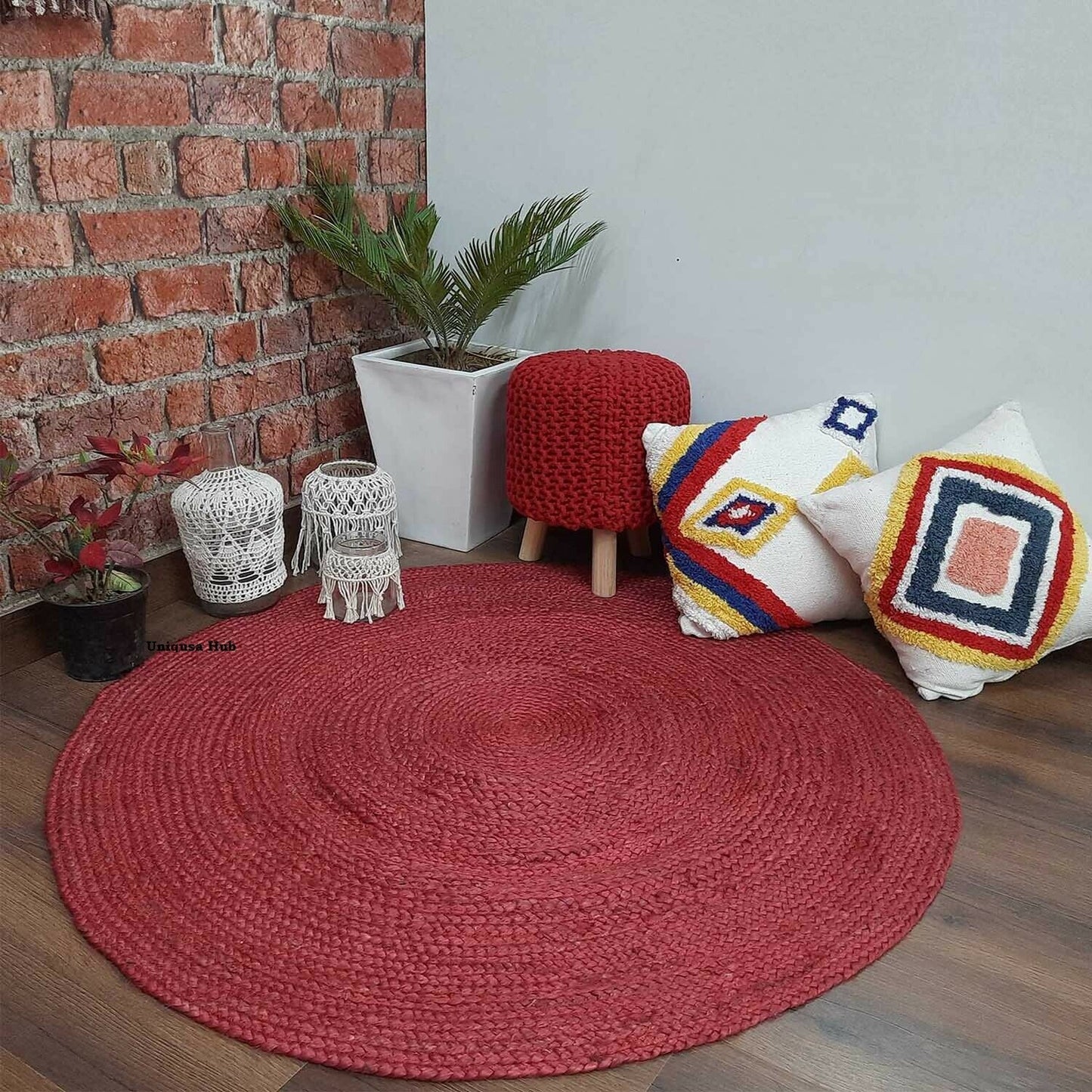 Jute Rug Design Braided Jute Rug Eco-Friendly Braided Round Round Jute Area Rug Boho Farmhouse Floor Carpet