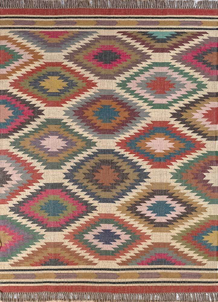 Ripaz Vogue Jute-Teppich, rechteckig, handgeflochten, modernes Design, für Wohnzimmer, Blau und Beige 