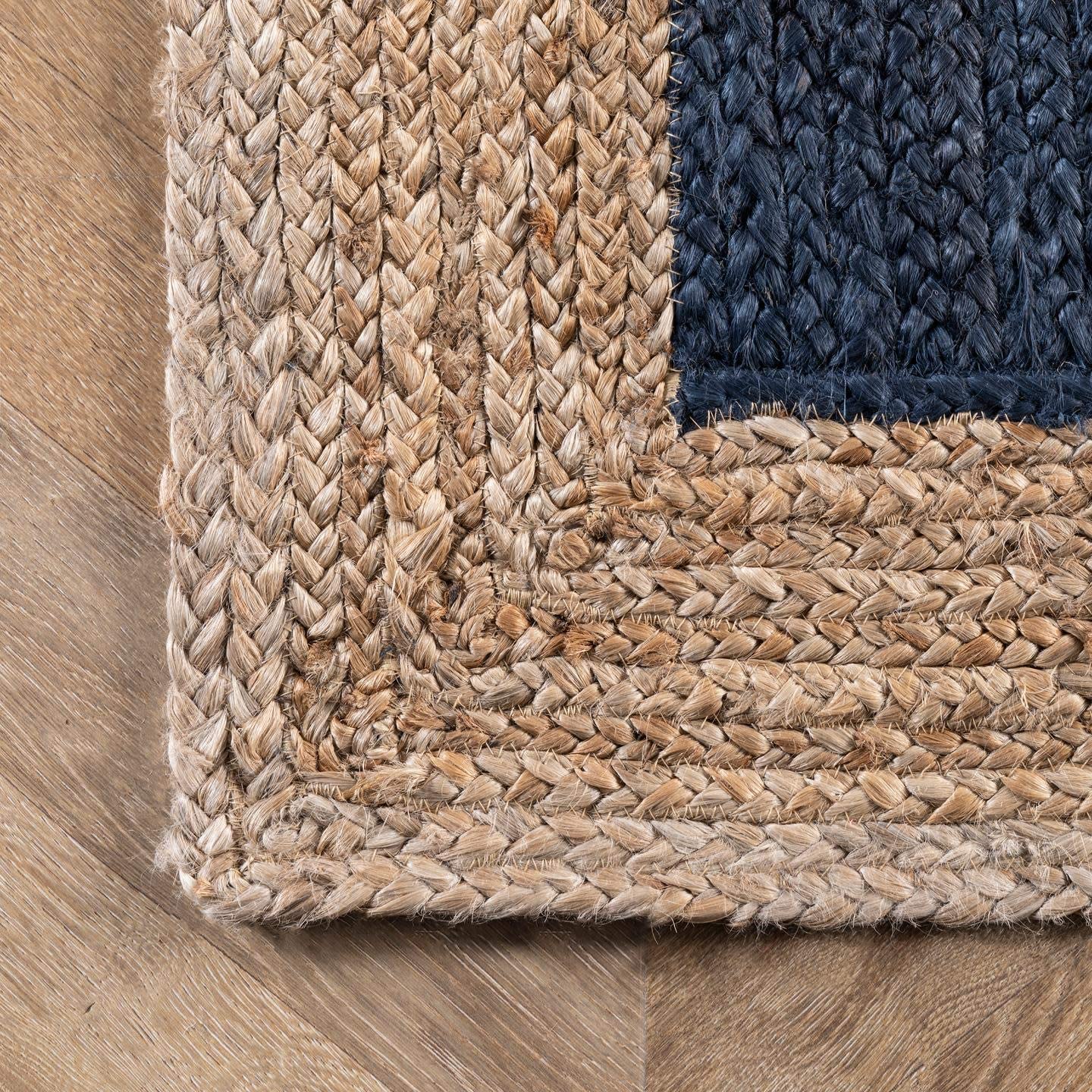 Rustic Natural Jute Rug Hand Braided Bohemian Floor Mat