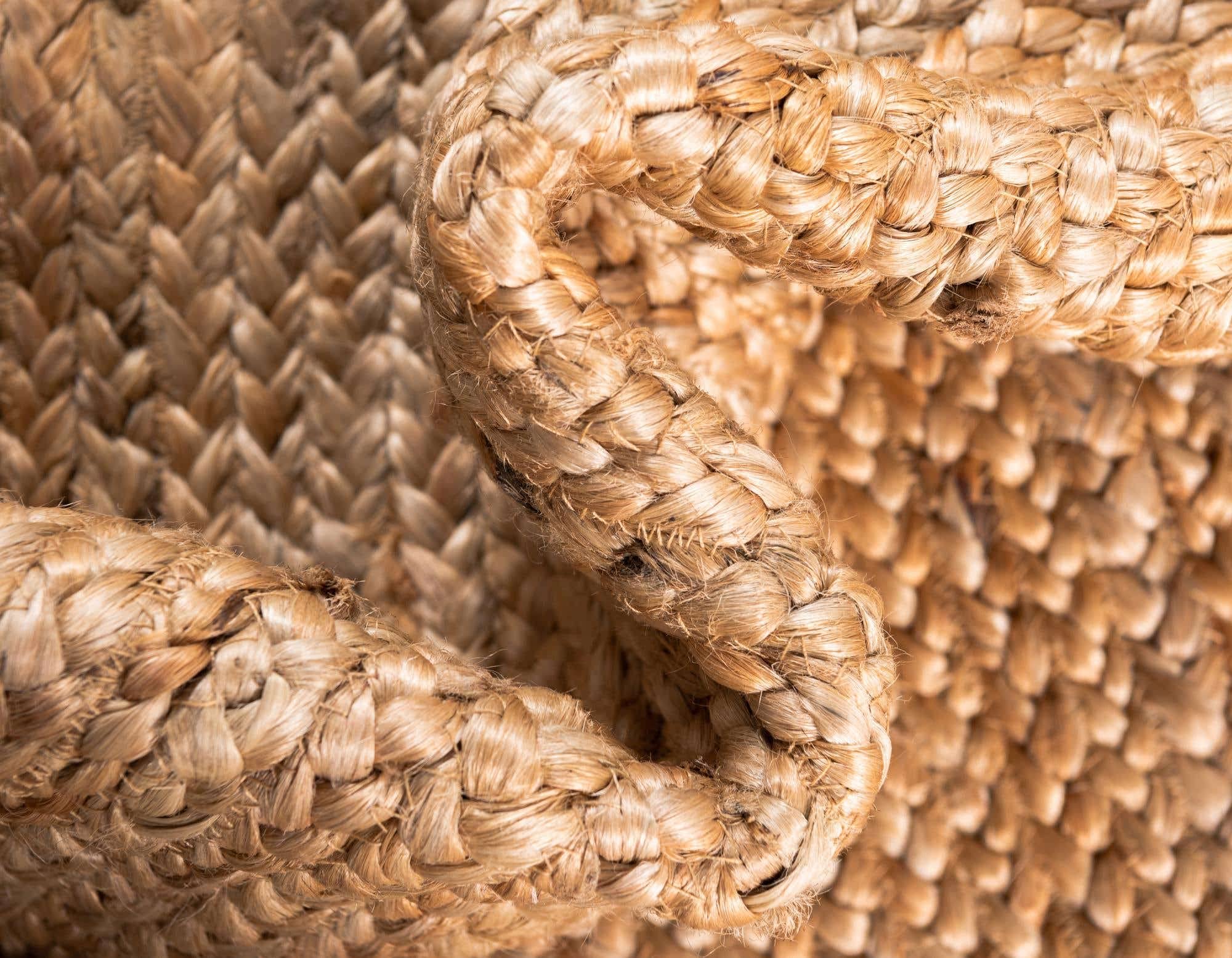 Tapis en jute Ripaz Vogue Tapis en jute naturel tressé à la main de forme ovale Tapis de couloir Tapis de salon, Couleur - Beige + Ligne blanche