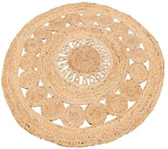 Jute Rug Circle Design Braided Eco-Friendly Round Jute Rug Handmade Bohemian Area Carpet