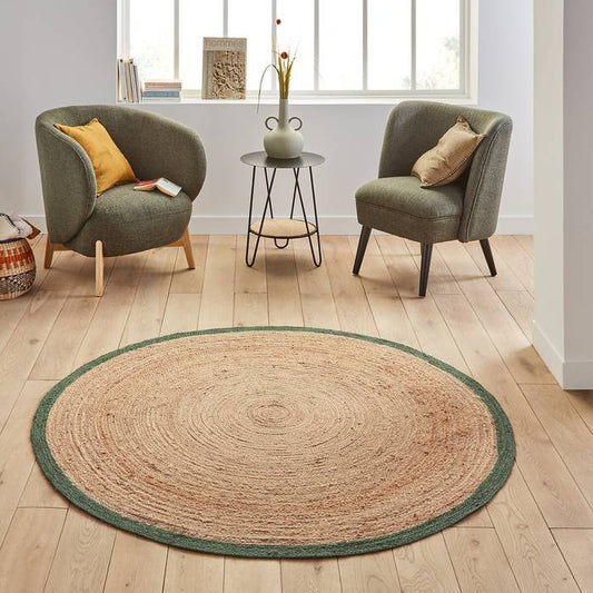 Jute Rug Design Braided Jute Rug Eco-Friendly Round Jute Area Rug Handwoven Natural Fiber Boho Carpet