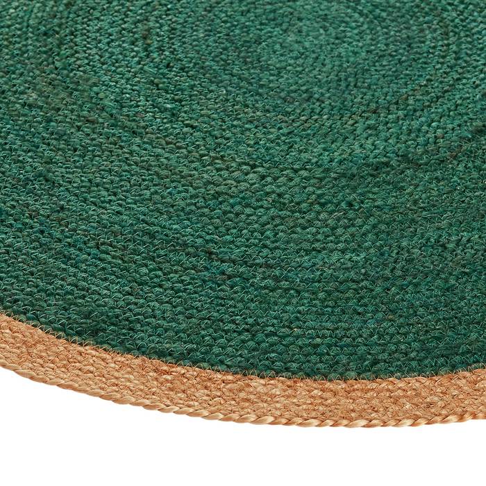 Ripaz Vogue - Tapis rond en jute tressé à la main aspect rustique beige avec bordure jaune 