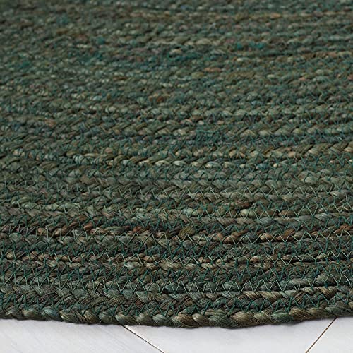 Natural Jute Rug – Eco-Friendly Handmade Round Carpet Farmhouse Jute Living Room Rug, Dark Green