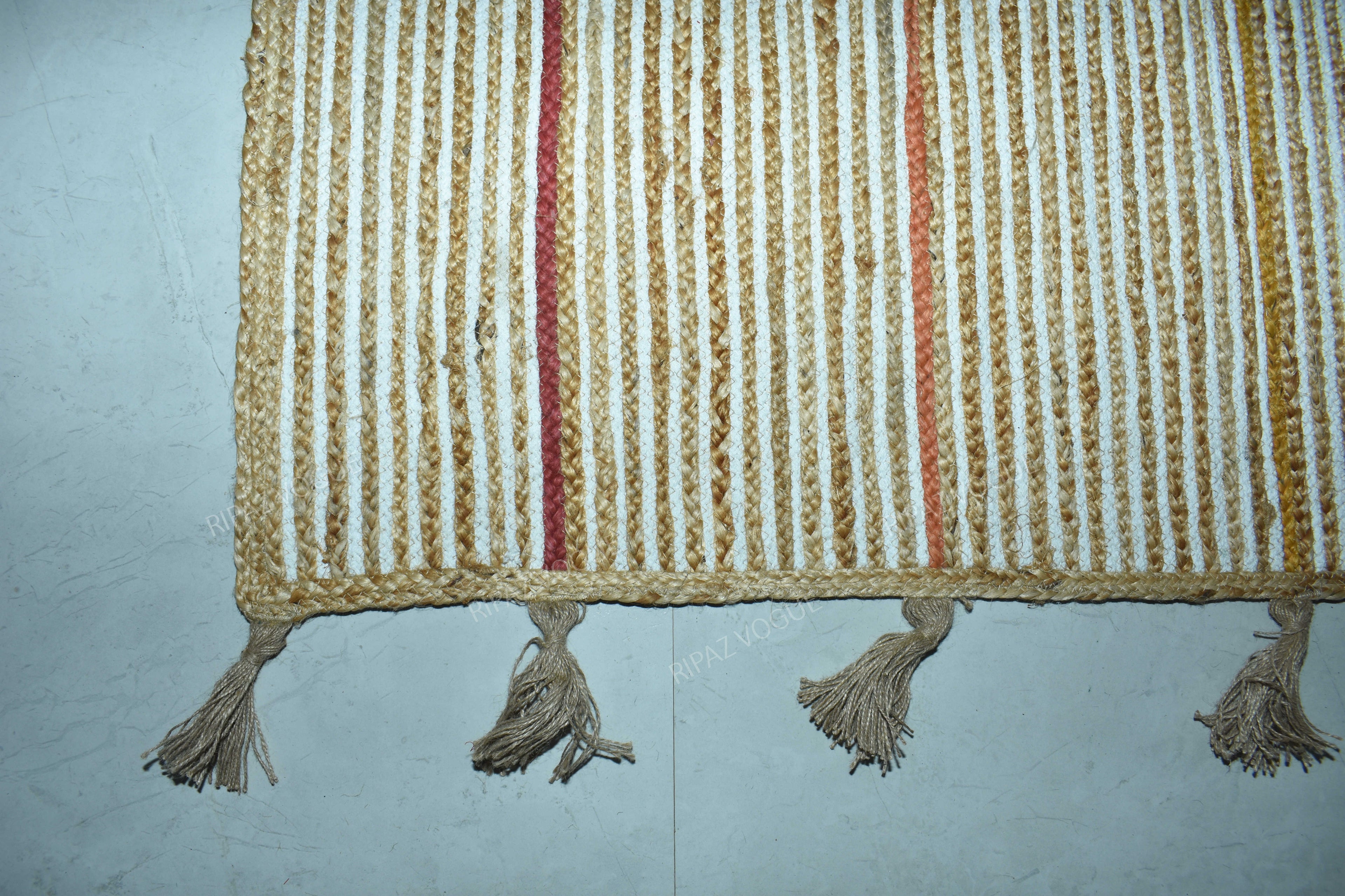 Ripaz Vogue Floor Carpet Natural Jute & Cotton Hand Braided Rectangle Runners Rug for Living Room Hallway